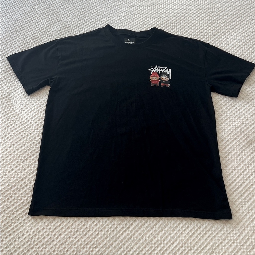Stussy Black Tee with Red and White Logo